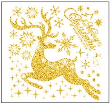 Decal trang trí Noel tuần lộc vàng bay nhảy