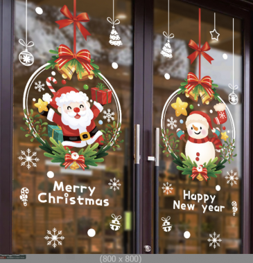 DECAL TRANG TRÍ GIÁNG SINH QUẢ CẦU TUYẾT ÔNG GIÀ NOEL VÀ NGƯỜI TUYẾT