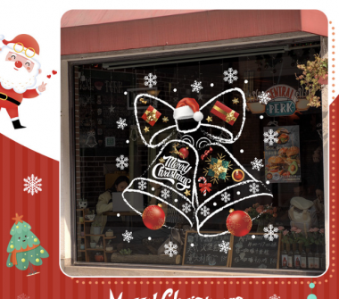 DECAL TRANG TRÍ NOEL 2 MẶT ĐÔI CHUÔNG TREO