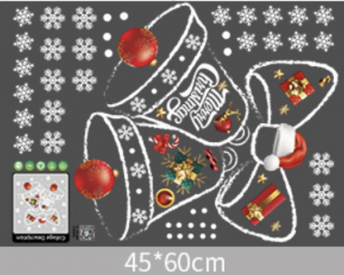 DECAL TRANG TRÍ NOEL 2 MẶT ĐÔI CHUÔNG TREO