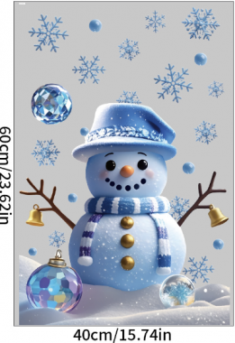 DECAL TRANG TRÍ NOEL CẶP ĐÔI NGƯỜI TUYẾT XANH