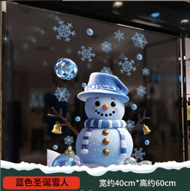 DECAL TRANG TRÍ NOEL CẶP ĐÔI NGƯỜI TUYẾT XANH