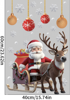 DECAL TRANG TRÍ GIÁNG SINH ÔNG GIÀ NOEL TRÊN XE TUẦN LỘC VÀ QUẢ CHÂU TREO