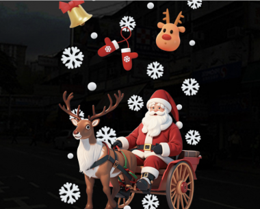 DECAL TRANG TRÍ GIÁNG SINH ÔNG GIÀ NOEL ĐI DU LỊCH TRÊN XE TUẦN LỘC 