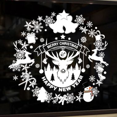 DECAL TRANG TRÍ NOEL VONG NGUYỆT QUẾ TUẦN LỘC TRẮNG