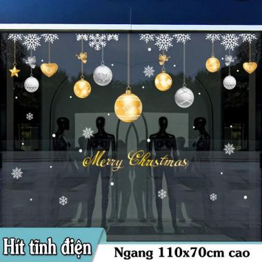 DECAL TĨNH ĐIỆN TRANG TRÍ NOEL DÂY CHÂU TRẮNG VÀNG