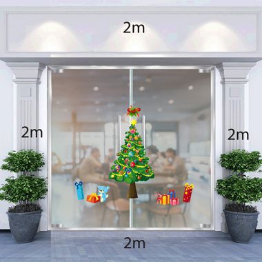 Decal trang trí Noel 2021 cây thông và những gói quà