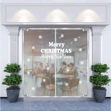 Decal trang trí Noel 2021  chữ Merry Christmas và Happy New Year
