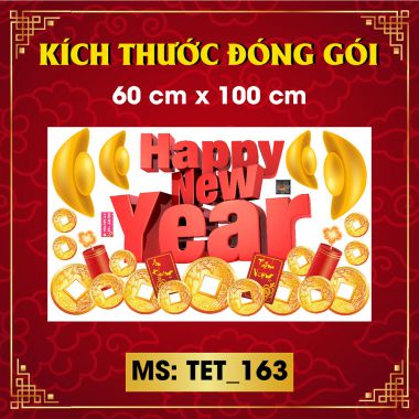 Decal trang trí tết combo xuân hạnh phúc tết an khang Happy new year