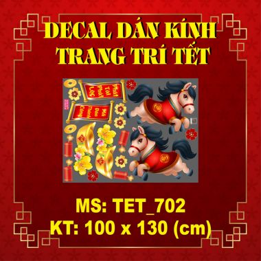 DECAL TRANG TRÍ TẾT ĐÔI NGỰA NHỎ CHÚC XUÂN