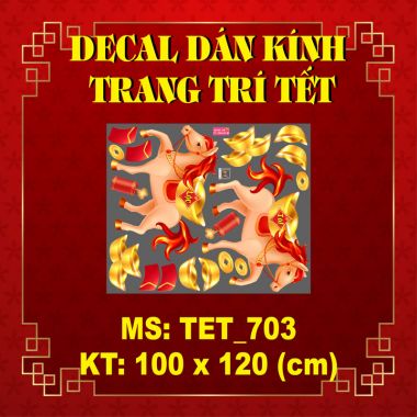DECAL TRANG TRÍ TẾT CHO NHÀ HÀNG SẮC XUÂN VUI TƯƠI XUÂN BÌNH NGỌ