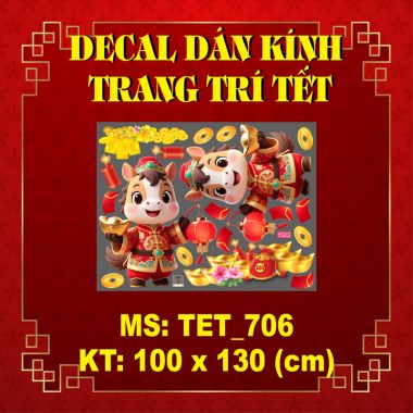 DECAL DÁN KÍNH TRANG TRÍ CHO SẢNH CHUNG CƯ CHÀO TẾT 2026 ĐÔI BÉ CHÚC XUÂN BÍNH NGỌ