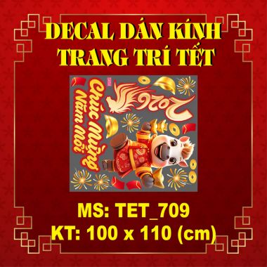 DECAL DÁN KÍNH TRANG TRÍ TẾT NGỰA NHỎ ÔM VÀNG CHÚC MỪNG NĂM MỚI 2026