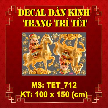 DECAL DÁN KÍNH TRANG TRÍ TẾT THẦN TÀI CƯỠI NGỰA ĐÓN XUÂN VỀ 2026