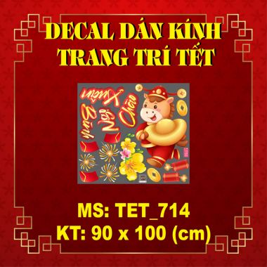 DECAL TRANG TRÍ TẾT CHÀO XUÂN BÍNH NGỌ NGỰA NHỎ ÔM THỎI VÀNG