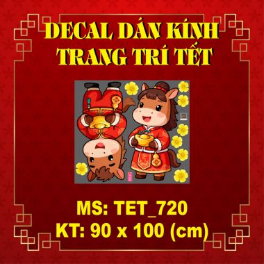 DECAL DÁN KÍNH TRANG TRÍ TẾT CHO CÔNG TY XUÂN BÍNH NGỌ SẮC ĐỎ SUNG TÚC