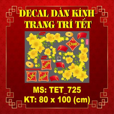 DECAL TRANG TRÍ TẾT HAI NHÁNH MAI VÀ LIỄN TREO