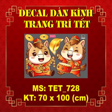 DECAL DÁN KÍNH TRANG TRÍ TẾT ĐÀN NGỰA NHỎ CHÚC MỪNG NĂM MỚI AN KHANG THỊNH VƯỢNG