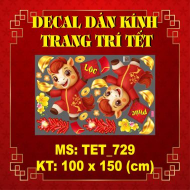 DECAL DÁN KÍNH TRANG TRÍ TẾT KHAI XUÂN BÍNH NGỌ PHÚC LỘC ĐẦY NĂM