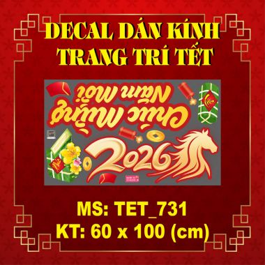 DECAL DÁN KÍNH TRANG TRÍ TẾT CHÚC MỪNG NĂM MỚI 2026 BÁNH CHƯNG BÁNH TÉT