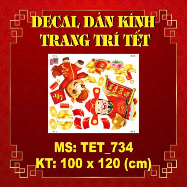 DECAL DÁN KÍNH TRANG TRÍ TẾT THẦN TÀI VÀ NGỰA ÔM VÀNG