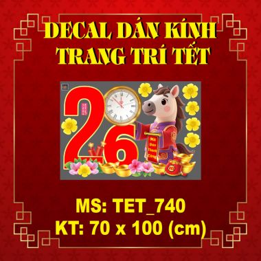 DECAL DÁN KÍNH TRANG TRÍ TẾT SỐ 2026 THỜI KHẮC VÀNG