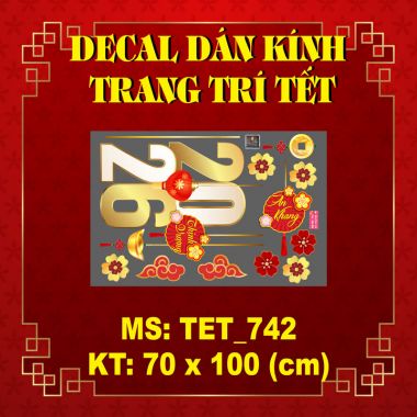 DECAL DÁN KÍNH TRANG TRÍ TẾT KHAI XUÂN BÍNH NGỌ PHÚC LỘC ĐẦY NĂM