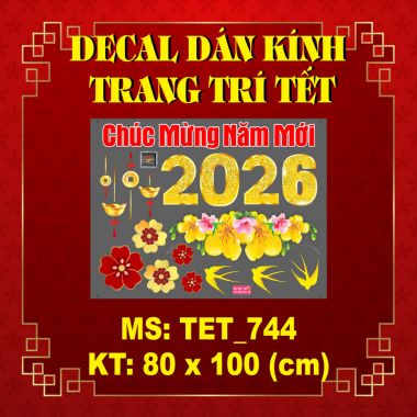 DECAL DÁN KÍNH TRANG TRÍ TẾT ĐÀN NGỰA NHỎ CHÚC MỪNG NĂM MỚI AN KHANG THỊNH VƯỢNG