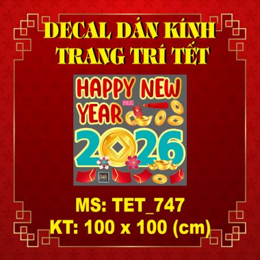 DECAL TRANG TRÍ TẾT HAPPY NEW YEAR 2026 