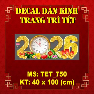 DECAL DÁN KÍNH TRANG TRÍ TẾT ĐÔI NGỰA 2026 MỪNG HAPPY NEW YEAR