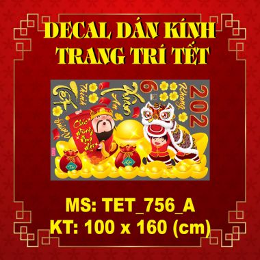 DECAL TRANG TRÍ TẾT 2026 THẦN TÀI VÀ LÂN 