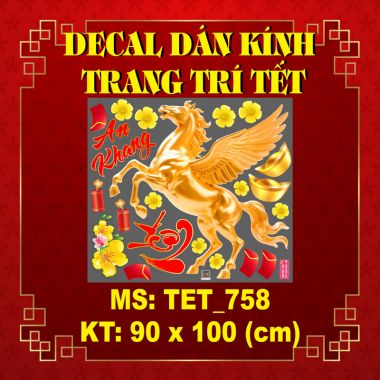DECAL TRANG TRÍ TẾT NGỰA VÀNG CHÚC TẾT AN KHANG