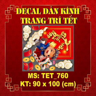 DECAL DÁN KÍNH TRANG TRÍ TẾT THẦN TÀI DƯỚI NHÁNH MAI VÀNG CHÀO XUÂN BÍNH NGỌ