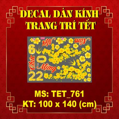 DECAL TRANG TRÍ TẾT CHÚC MỪNG NĂM MỚI 2026 BÊN NHÁNH MAI VÀNG
