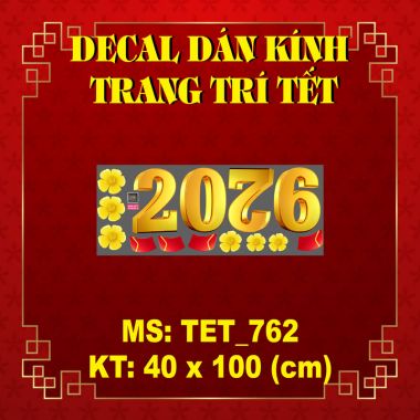 DECAL DÁN KÍNH TRANG TRÍ TẾT ỔNG ĐỒ DƯỚI MAI VÀNG MỪNG XUÂN BÌNH NGỌ 2026