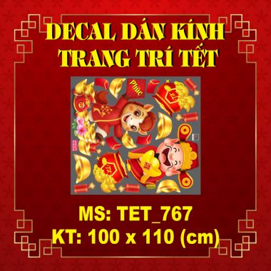 DECAL TRANG TRÍ TẾT THẦN TÀI VÀ NGỰA NHỎ