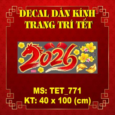 DECAL DÁN CỬA KÍNH TRANG TRÍ TẾT MAI VÀNG ĐÓN XUÂN 2026 ĐẦY TÀI LỘC
