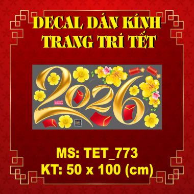 DECAL DÁN KÍNH TRANG TRÍ TẾT CHO CỬA HÀNG HAI NHÁNH MAI VÀNG XUÂN 2026