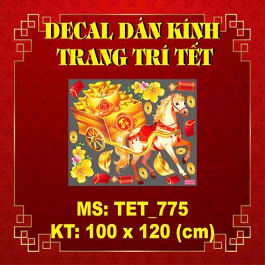 DECAL DÁN KÍNH TRANG TRÍ TẾT MÚA RỒNG VÀ NGỰA KÉO XE VÀNG NĂM 2026