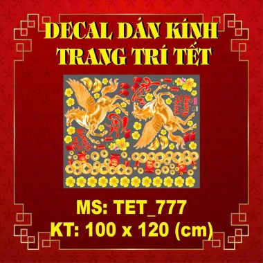 DECAL DÁN KÍNH TRANG TRÍ TẾT ĐÔI NGỰA VÀNG CÓ CÁNH CHÚC XUÂN THỊNH VƯỢNG