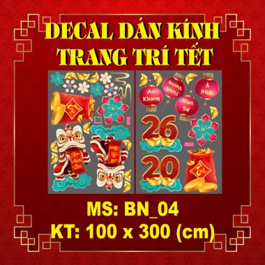DECAL DÁN KÍNH TRANG TRÍ TẾT ĐÔI LÂN VÀ TÚI TÀI LỘC MỪNG XUÂN