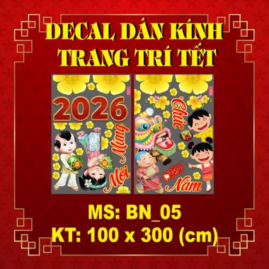 DECAL TRANG  TRÍ TẾ 2026 BÉ VÀ LÂN LẤP LÓ CHÚC MỪNG NĂM MỚI