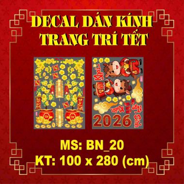 DECAL DÁN KÍNH TRANG TRÍ TẾT MAI VÀNG KHAI XUÂN BÍNH NGỌ 2026
