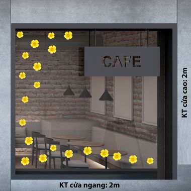 Decal trang trí tết hoa mai vàng sắc xuân