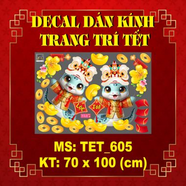 DECAL TRANG TRÍ TẾT ẤT TỴ ĐÔI RẮN ĐỘI MÃO LÂN