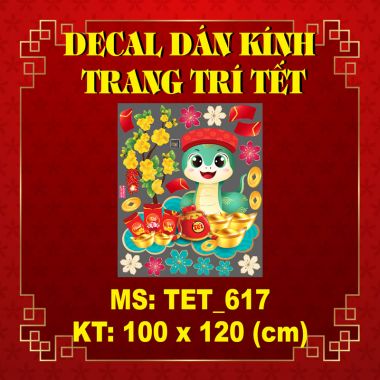 DECAL TRANG TRÍ TẾT RẮN LỤC BÊN NHÁNH MAI VÀNG