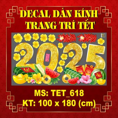 DECAL TRANG TRÍ TẾT 2025 BÁNH CHƯNG DƯA HẤU VÀ MAI VÀNG