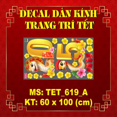 DECAL TRANG TRÍ TẾT 2025 ẤT TỴ VÀNG VÀ MAI VÀNG 2