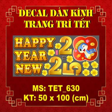 DECAL TRANG TRÍ TẾT HAPPY NEW YEAR 2025 SẮC VÀNG