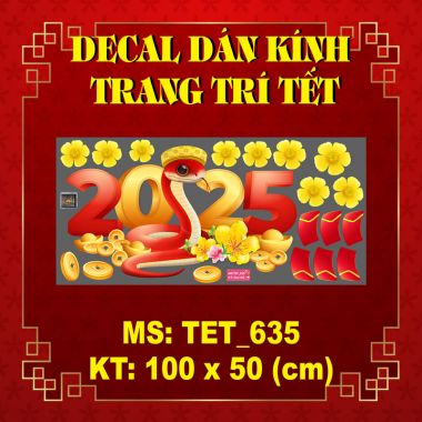 DECAL TRANG TRÍ TẾT ẤT TỴ 2025 SẮC ĐỎ